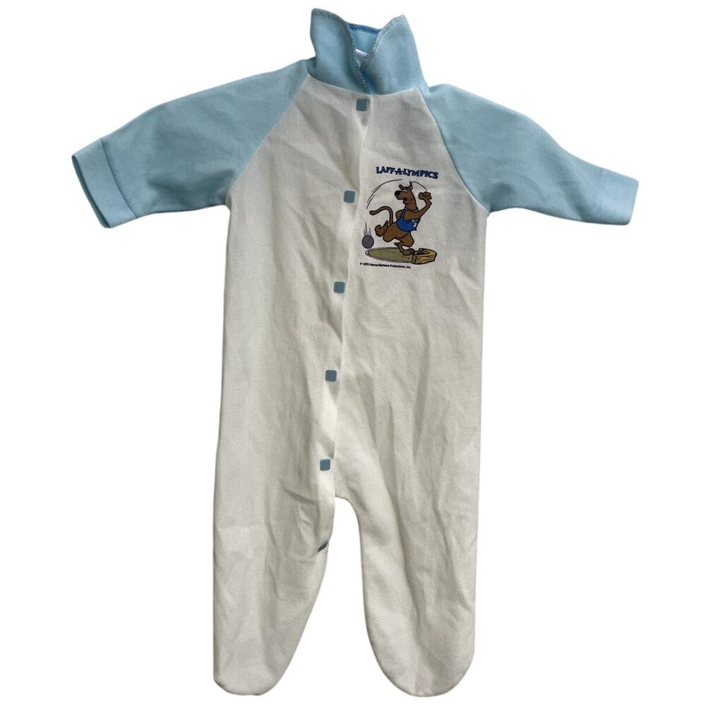 Vintage 70s Scooby-Doo Laff-A-Lympics‎ Onesie Size 0-3 Months Cartoon Dog